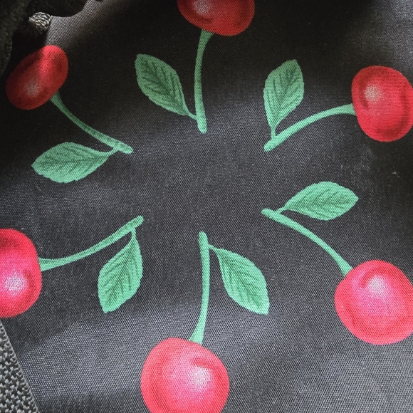 Cherry Burst Print Duffel Bag - Black and Red - Picture 12 of 12